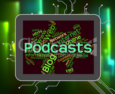 Podcast Word Represents Text Webcast And Broadcasting