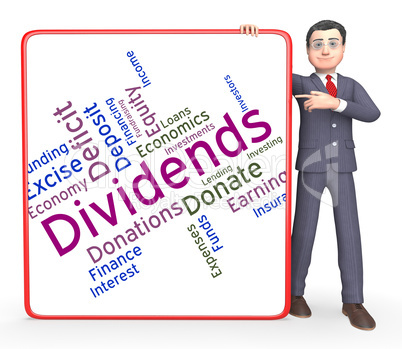 Dividends Word Represents Stock Market And Yield
