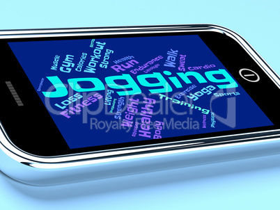 Jogging Word Shows Get Fit And Exercise