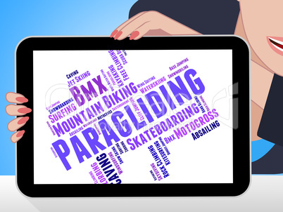 Paragliding Word Represents Words Paraglide And Text