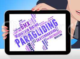 Paragliding Word Represents Words Paraglide And Text