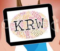 Krw Currency Represents South Korea Won And Exchange