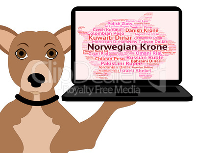 Norwegian Krone Indicates Worldwide Trading And Exchange