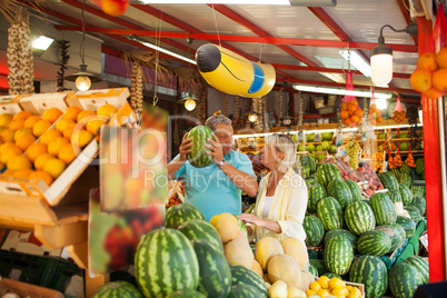 Elderly couple in market