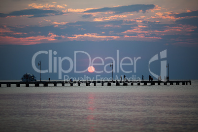 Beautiful sunset under pier