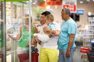 Family in supermarket