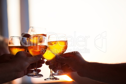 Group of people toasting at a celebration party