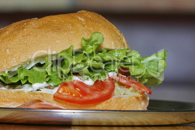 Hamburger without meat, closeup