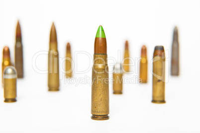 A selection of bullets isolated on white.