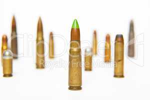 A selection of bullets isolated on white.