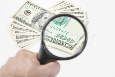 Magnifying Glass on the one hundred American Dollars