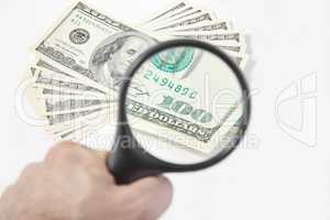 Magnifying Glass on the one hundred American Dollars
