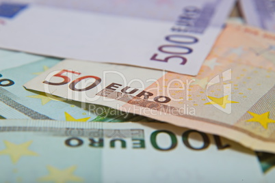 A lot of euro banknotes - large sum of money