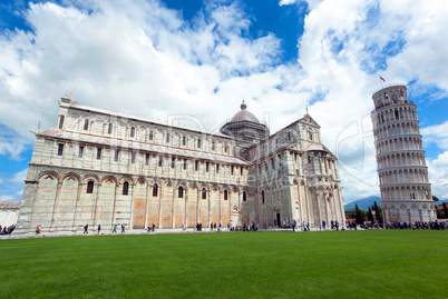 Cathedral and leaning tower in Pisa, Italy.