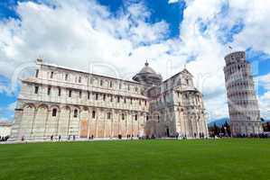 Cathedral and leaning tower in Pisa, Italy.