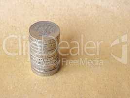 Pound coins pile