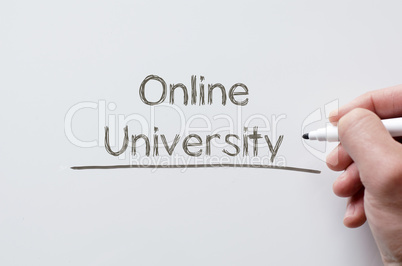 Online university written on whiteboard