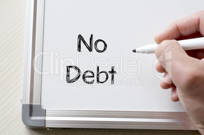 No debt written on whiteboard