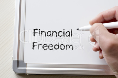 Financial freedom written on whiteboard