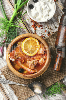 National Ukrainian soup Solyanka