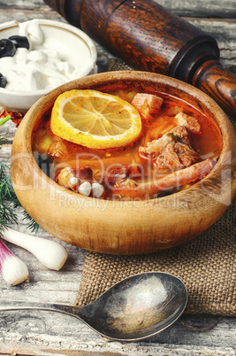 National Ukrainian soup Solyanka