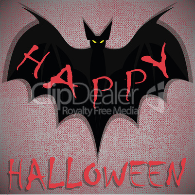 Bat on grunge. Happy Halloween card. Vector illustration