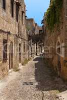 Medieval street of knight. Greece. Rhodos island. Old town. Street of the Knights photo (Now Embassy street)Greece. Rhodos island.