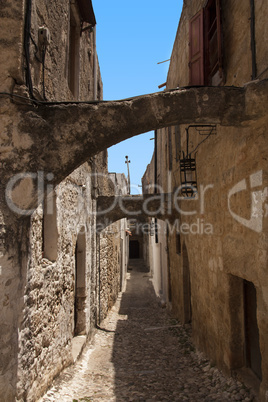 Medieval street of knight. Greece. Rhodos island. Old town. Street of the Knights photo (Now Embassy street)Greece. Rhodos island.