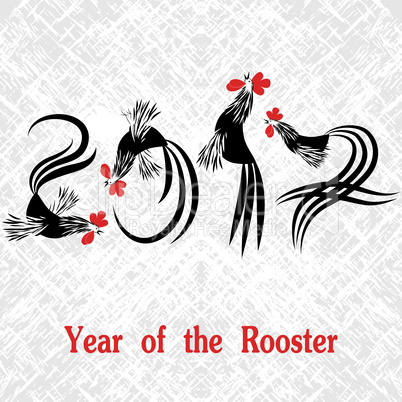 Year 2017 new chinese chicken lunar bird concept of the Rooster. Grunge vector file organized in layers for easy editing.