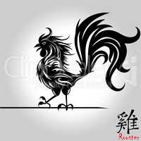 Rooster bird tattoo of Chinese New Year of the Rooster. Grunge vector file organized in layers for easy editing.