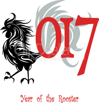 Rooster bird concept of Chinese New Year of the Rooster. Grunge vector file organized in layers for easy editing.