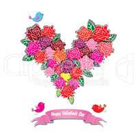 Pink vector rose heart