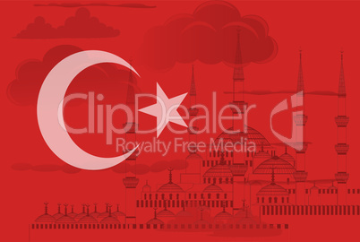 Turkey symbol with Blue mosque in Istanbul vector
