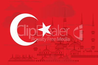 Turkey symbol with Blue mosque vector