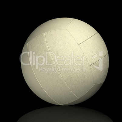 white volleyball on black background