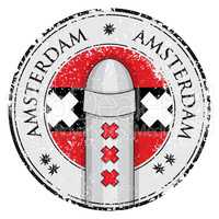Grunge stamp with bollard symol of Amsterdam and flag