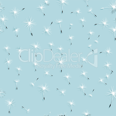 Dandelion wind in blue sky, flower vector. Abstract seamless floral illustration.