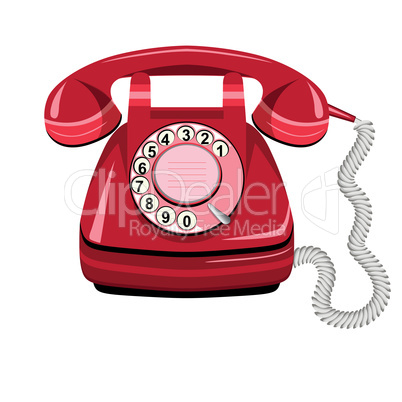Telephone red, vector old rotary phone