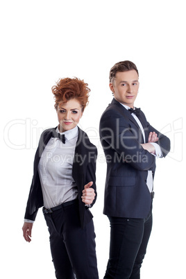 Image of young business people looking at camera