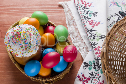 Easter cakes and colored eggs