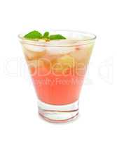 Lemonade with rhubarb and mint in glass