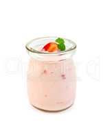 Yogurt with strawberries and mint