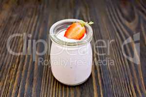 Yogurt with strawberries on board
