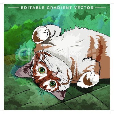 House Cat. Vector illustration of a cat at home.
