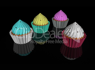 chocolate cupcake 3d illustration - dessert