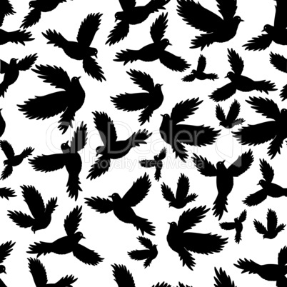 Holy birds dove seamless pattern. Vector illustration design. Pigeon as symbol of love, pease.
