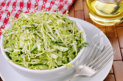 Salad with cucumber coleslaw
