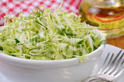 Salad with cucumber coleslaw