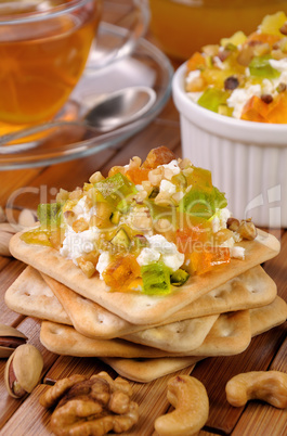 Cottage cheese with jam and marmalade
