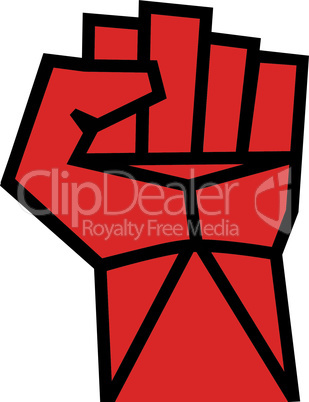 Fist red clenched hand vector. Victory, revolt concept. Revolution, solidarity, punch, strong, strike, change illustration. Easy to change color.